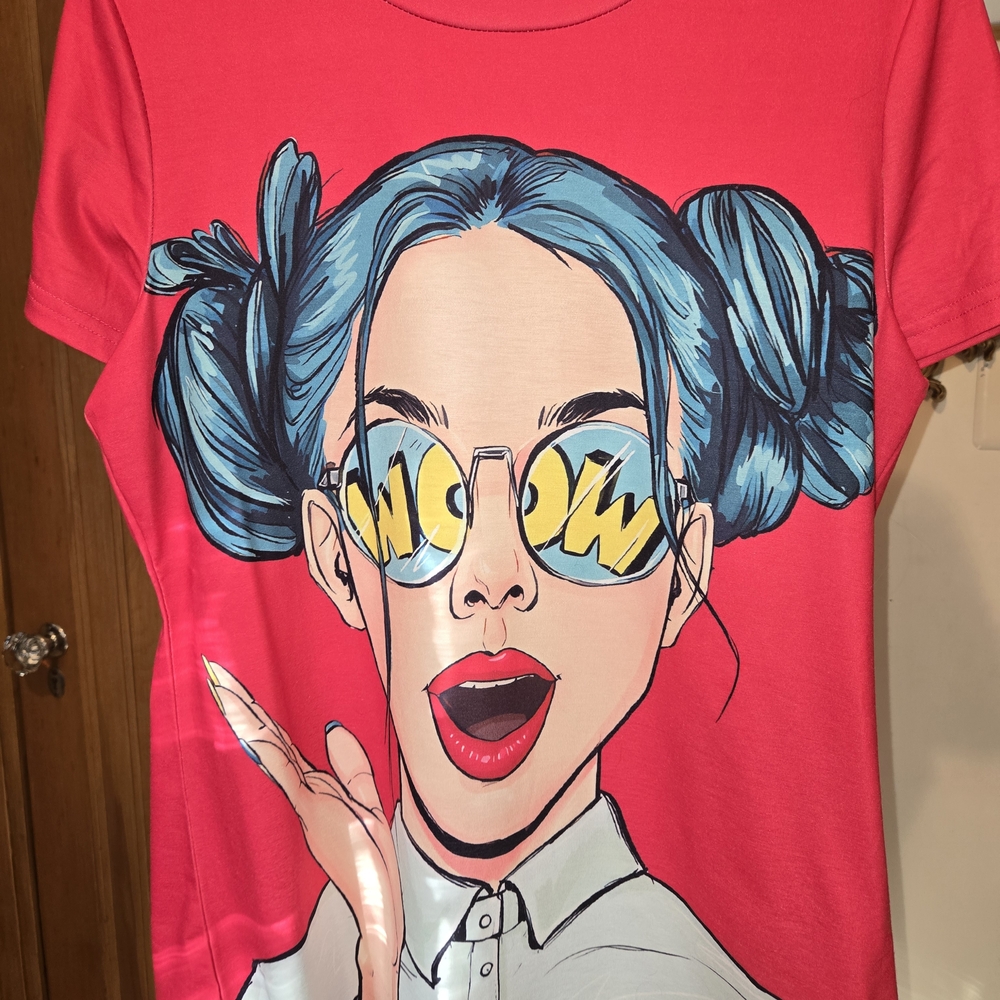 Graphic Pink T-Shirt with Pop Art Design